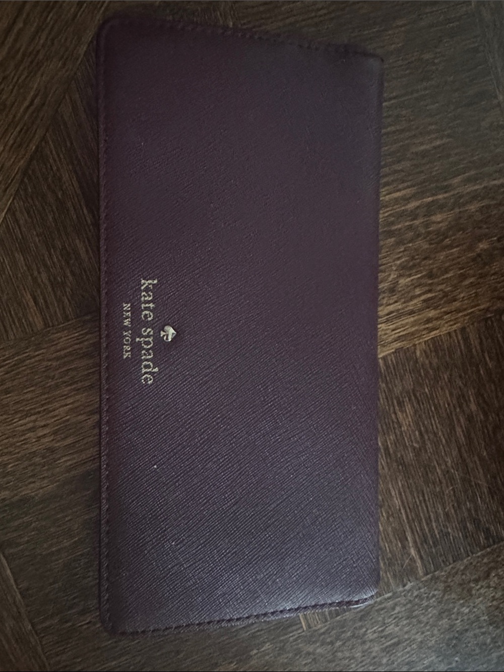 kate spade Plum Saffiano Zip Around Wallet with Gold Logo